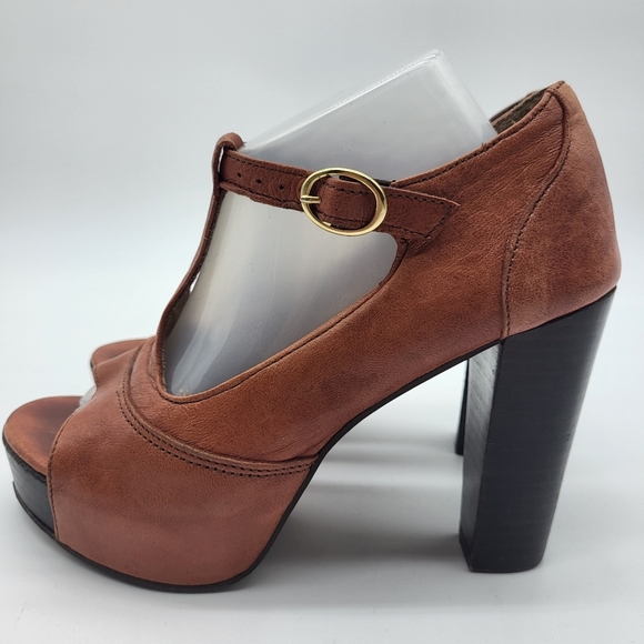 La Fee Maraboutee brown peep toe t-strap platform high heel Size 36 - Picture 6 of 14